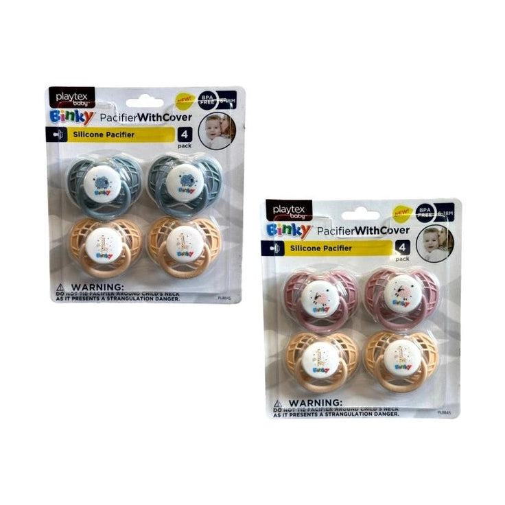 6 - 18M 4 PC SILICONE PACIFIER WITH COVER ASSORTED